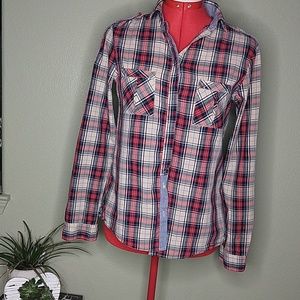 Zara Woman Plaid Button Down Shirt Size Medium